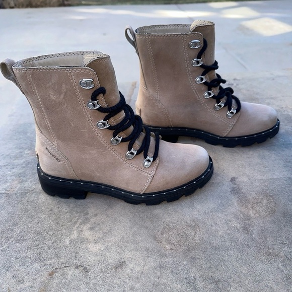 Sorel Shoes - Sorel Women's Lennox Lace Waterproof Boot - Omega Taupe / Black Size 6